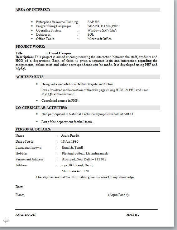 You may Also Like:- SAP ABAP Fresher Resume Format