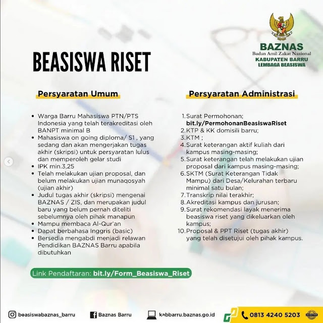 Program Beasiswa Riset Baznas Telah Dibuka