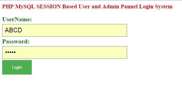 php admin and user login with session