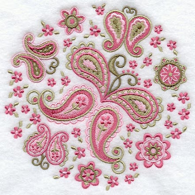 Round shape Mango and flower Embroidery design