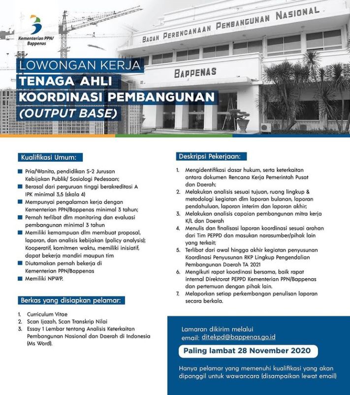 Lowongan Kementerian PPN/Bappenas (Update II)