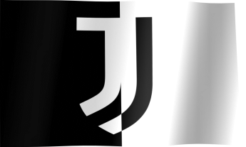 The waving fan flag of Juventus F.C. with the logo (Animated GIF)