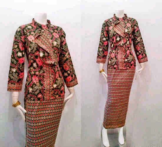 Model Baju Batik Pramugari Motif Mawar - Batik Bagoes Solo