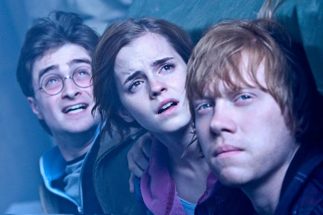 Showing Harry, Hermione and Ron in difficult situation.