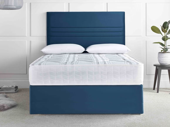 Divan bed from Bedstar with a blue divan and headboard