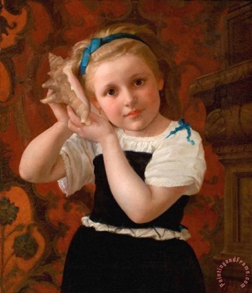Listening to The Sea Shell Painting by Charles Victor Thirion; Listening to The Sea Shell Art Print for sale
