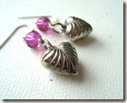 silver and fuchsia heart earr