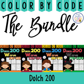  Your students will adore these TWENTY Dolch Words - Dolch 200 Color Your Answers worksheets while learning and reviewing ALL 200 words from the Dolch 200 list. Practice the Dolch Word reading skills at the same time as having some joy and fun of coloring in your classroom! You will love the no prep, print and go Color By Code Worksheets with Answer Keys Included. Bind them altogether for independent seat work, pass one out each morning for morning work / bell work. Perfect for homework that will not have confused and angry parent emails! Perfect for emergency substitute classroom work, answer keys included to help the sub. The possibilities are endless!  This reading resource includes:  * Five Dolch 200 - List 5  * Five Dolch 200 - List 6  * Five Dolch 200 - List 7  * Five Dolch 200 - List 8  * TWENTY Answer Keys