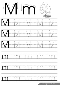 Printable letter m tracing worksheet for grade 1