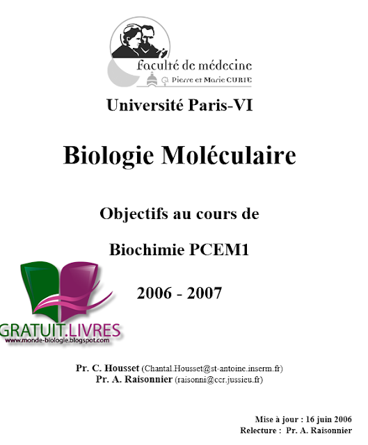 Télecharger:livre de  "Biologie Moléculaire"  2015