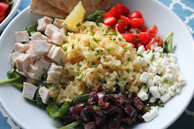 Greek chicken and orzo bowl