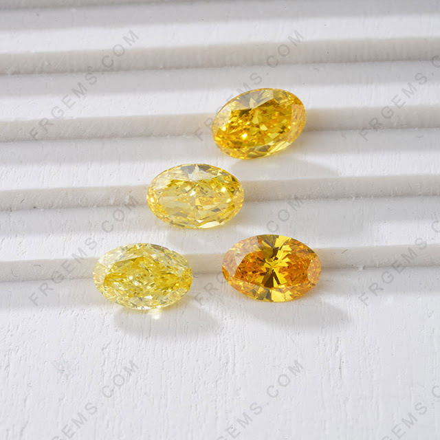 Yellow-Color-Lab-Grown-diamond-Oval-shape-faceted-stones-wholesale-from-China