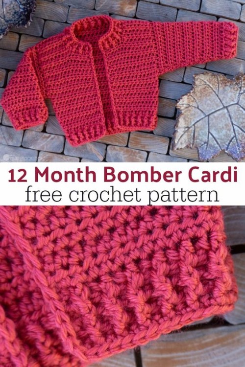 Infant Bomber Cardi (12 month) - Free Crochet Pattern 