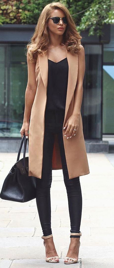 nude and black business style outfit