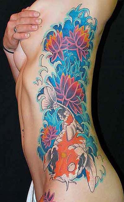 Koi fish tattoos are often depicted with a victory like that and are often