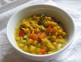 chickpeas in a creamy coconut tamarind gravy