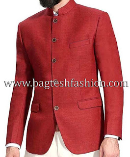 Bagtesh Fashion Mens Red Jute Jodhpuri Wedding Suit