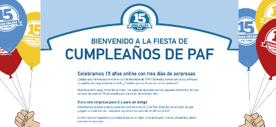 paf gana pack sorpresa 400 euros 15 aniversario 3-5 diciembre