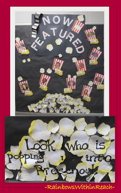 photo of: Preschool Bulletin Board: Movie/Popcorn theme