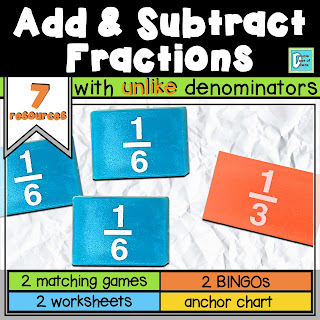 Add & Subtract Fractions with Unlike Denominators (Activities Bundle)