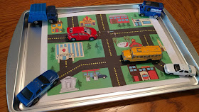 Printed scene with toy cars