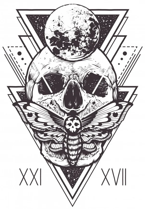 Human skull tattoo