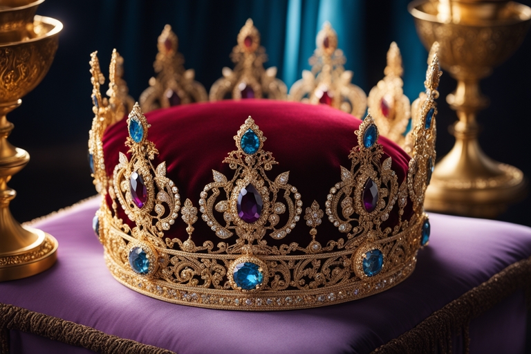 A gold crown with precious gems symbolizing the dream of crown in Islam
