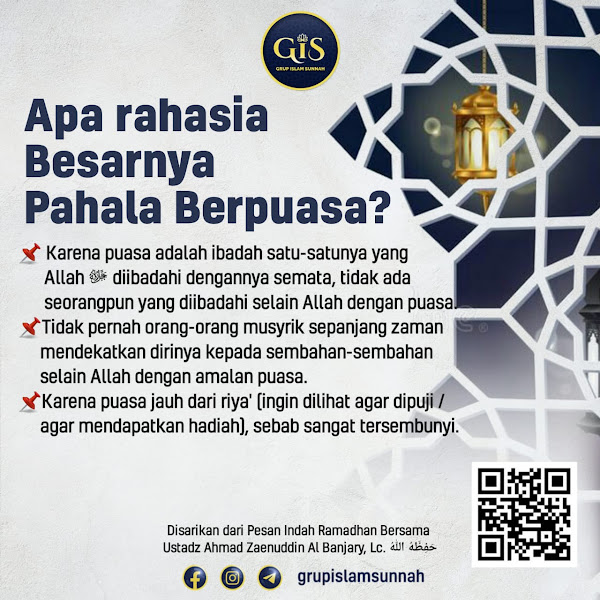 Audio ke-02: Rahasia Besarnya Pahala Puasa - Pesan Indah Ramadhan - Ustadz Ahmad Zaenuddin Al Banjary, Lc