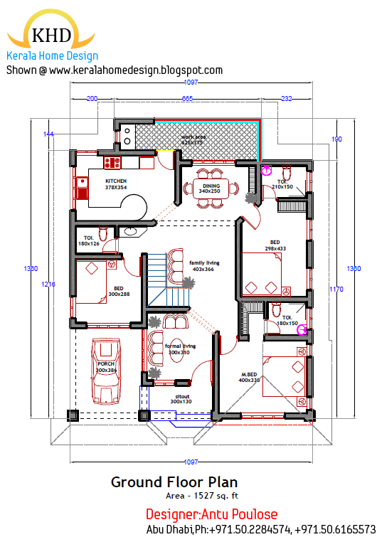  Home  plan  and elevation 1800 Sq  Ft  KERALA  HOME  DEZIGN