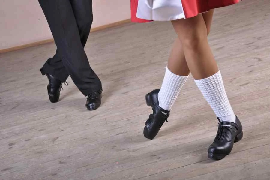 Close up of a male and female Irish Dancing