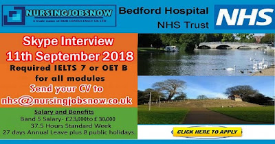 Free Recruitment to Bedford Hospital NHS Trust In UK - Interview on 11th September 2018