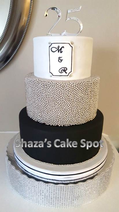 Shaza S Cake Spot Black Silver And White 25th Anniversary Cake