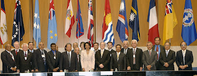 Secretary Rice poses with Pacific Island Leaders at Eighth Pacific Island Conference of Leaders. State Department photo by Michael Gross