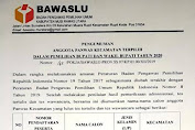 Pengumuman Anggota Panwas Kecamatan  Terpilih Dalam Pemilihan Bupati dan Wakil Bupati Tahun 2020