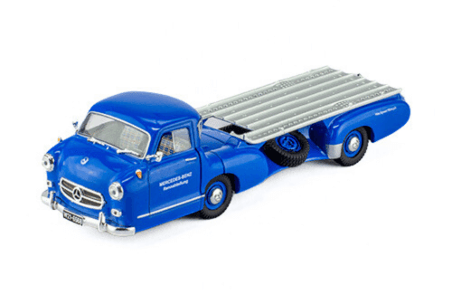 test racing car transporters 1:43 centauria, mercedes-benz blue wonder 1:43