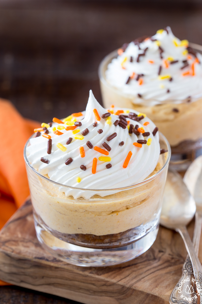 No Bake Pumpkin Cheesecake in Mini Cups