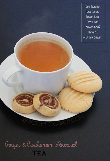 Ginger and Cardamom Flavored Tea with cookies