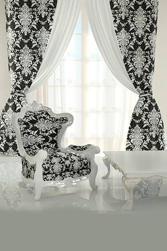 Sheer fabric black white modern curtain designs for living room