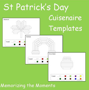 St. Patrick's Day themed printable math templates for using Cuisenaire Rods