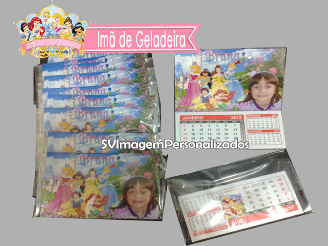 Imã de Geladeria com Calendario As Princesas  Disney dicas e ideias para decoração de festa personalizados