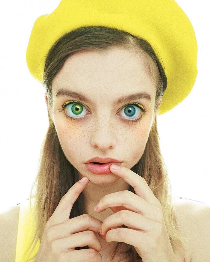 young Ukrainian Maria Oz, a visual artist and model with extraordinarily eyes