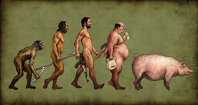 人類の進化の風刺画6枚 人類はどこに向かうのか O ミライノシテン
