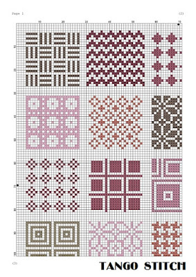 Easy pink cross stitch ornament sampler pattern