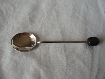   SET OF SIX ART DECO BEAN TOP SPOONS STERLING SILVER BIMINGHAM 1936