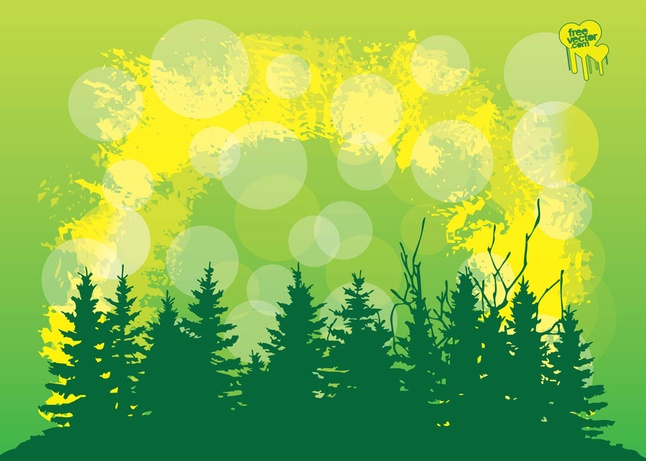Free Vector がらくた素材庫 森のシルエット Silhouettes Of Pine Trees In Wild Wood