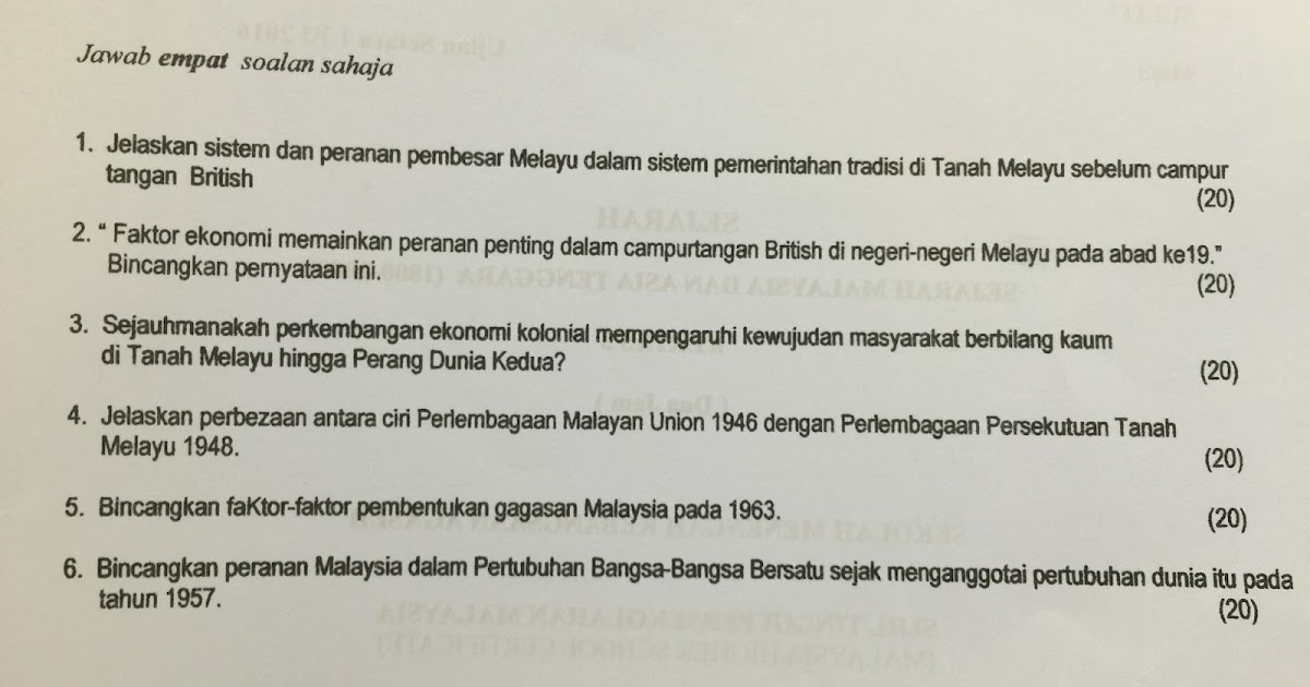 Soalan Sebenar Stpm Ekonomi Penggal 1 2019 - Kosong Kerji