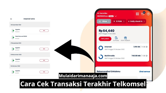 cara cek transaksi terakhir Telkomsel