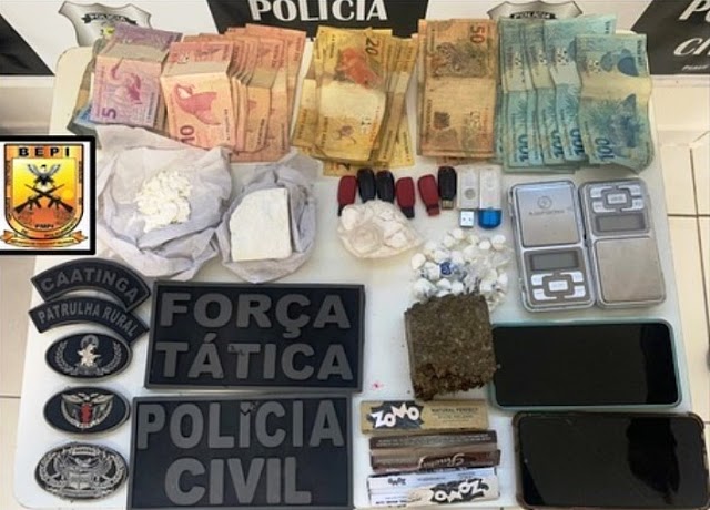 Grande quantidade de drogas é apreendida na zona rural de Esperantina; quatro pessoas são presas