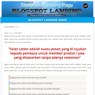 template landing page blogspot