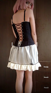 channel, corset, crown, donuth, donuth design, encaje, flower, lace, pink, skirt, transparent, wig, 